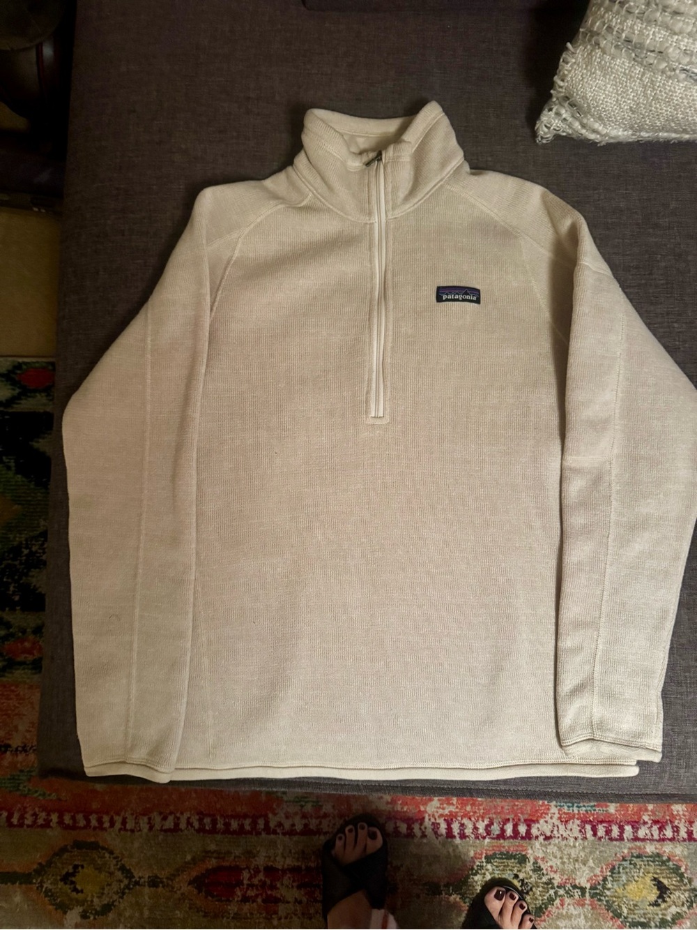 Patagonia Fleece Pullover Quarter Zip Sweatshirt in Oyster White